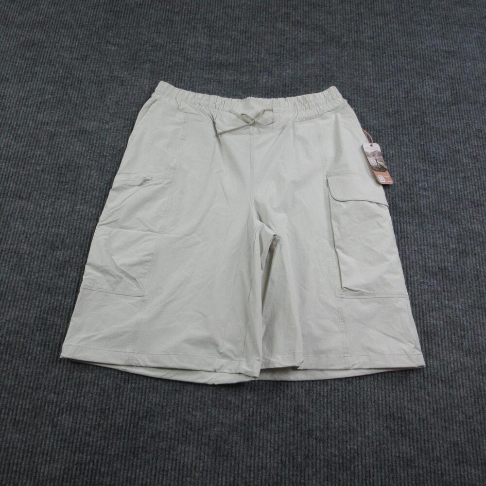 Indyeva Shorts Womens L Beige Microfiber Cargo Drawstring Flat Front 32x12* NWT